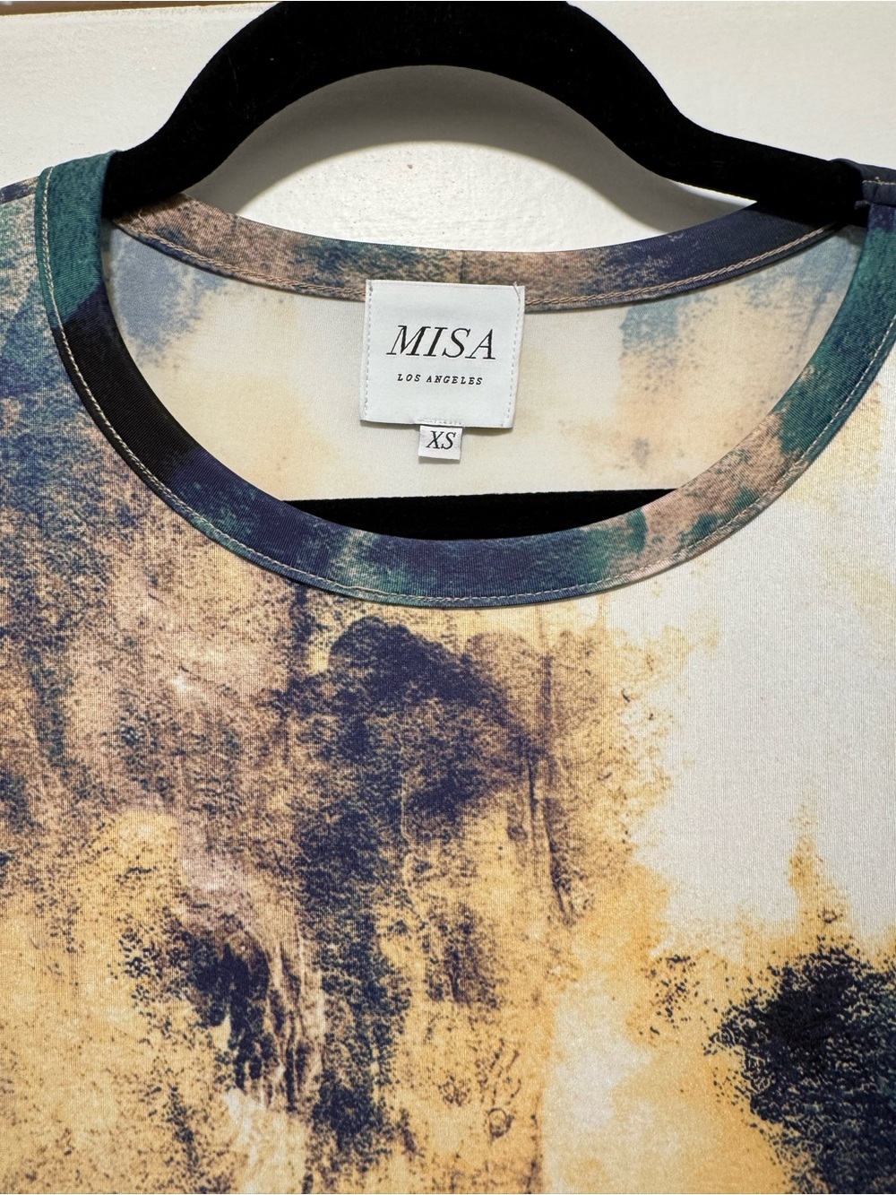 MISA - Tie-Dye Print Short-Sleeve Dress - Yellow & Teal - Picture 6 of 8